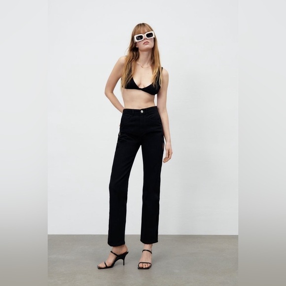 NWT ZARA cut out jeans black size 27 or size 4 festival - Picture 2 of 16